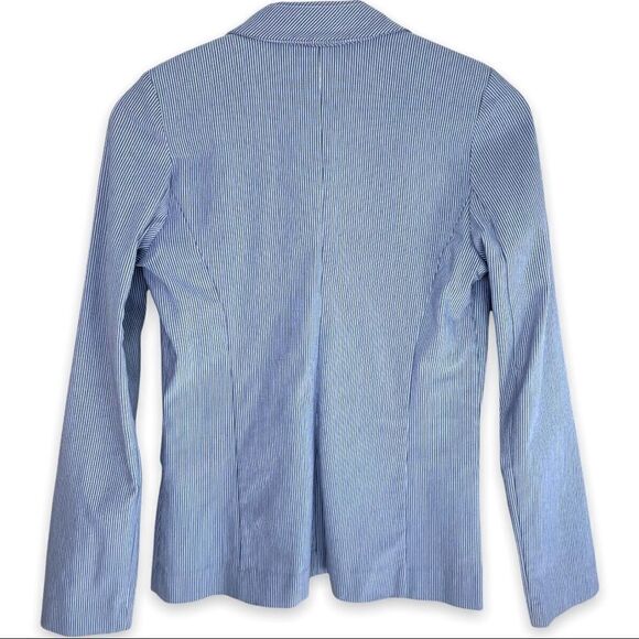 Candies Blue and White Striped Double Pocket Open Blazer - Picture 5 of 8